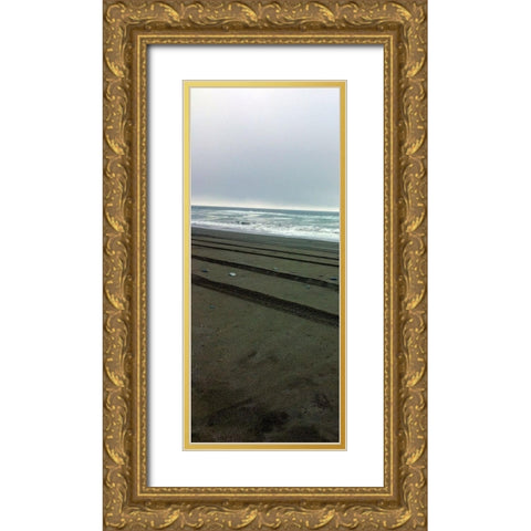 Beach Tracks I Gold Ornate Wood Framed Art Print with Double Matting by Grayscale