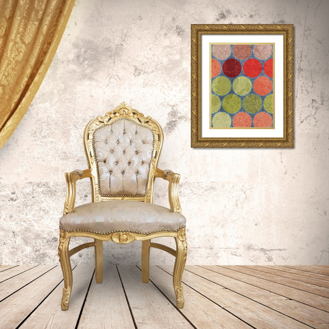 Circle Textures I Gold Ornate Wood Framed Art Print with Double Matting by Grayscale