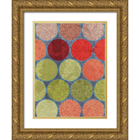 Circle Textures I Gold Ornate Wood Framed Art Print with Double Matting by Grayscale