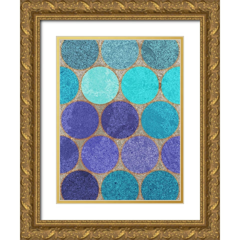 Circle Textures II Gold Ornate Wood Framed Art Print with Double Matting by Grayscale