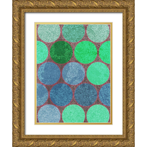 Circle Textures III Gold Ornate Wood Framed Art Print with Double Matting by Grayscale