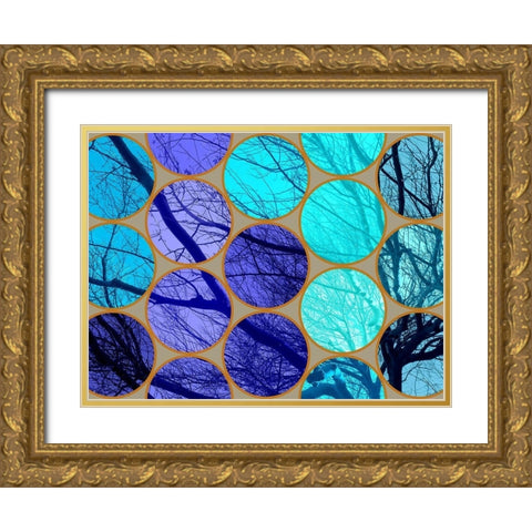 Circle Textures V Gold Ornate Wood Framed Art Print with Double Matting by Grayscale