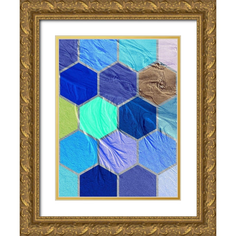 Hexagon Textures IV Gold Ornate Wood Framed Art Print with Double Matting by Grayscale