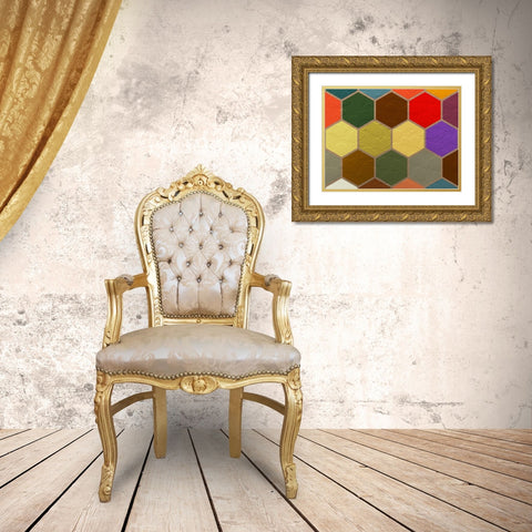 Hexagon Textures VI Gold Ornate Wood Framed Art Print with Double Matting by Grayscale