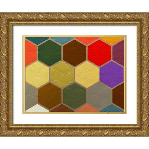 Hexagon Textures VI Gold Ornate Wood Framed Art Print with Double Matting by Grayscale