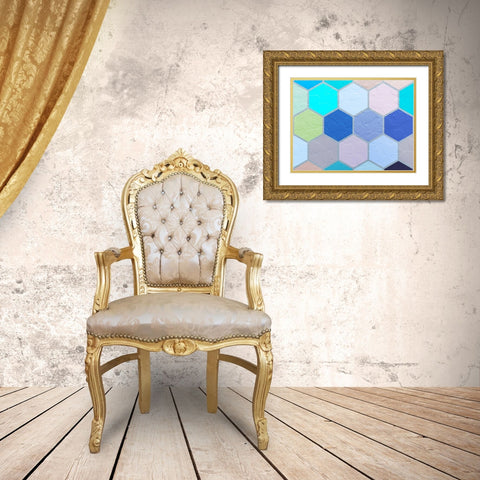 Hexagon Textures VII Gold Ornate Wood Framed Art Print with Double Matting by Grayscale