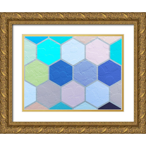 Hexagon Textures VII Gold Ornate Wood Framed Art Print with Double Matting by Grayscale
