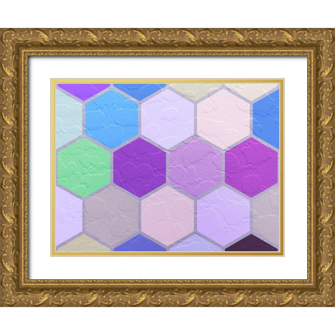 Hexagon Textures VIII Gold Ornate Wood Framed Art Print with Double Matting by Grayscale