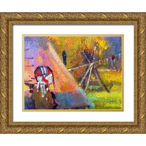Paint Closeup X Gold Ornate Wood Framed Art Print with Double Matting by Grayscale