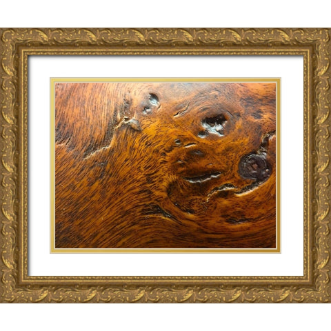 Wood Texture III Gold Ornate Wood Framed Art Print with Double Matting by Grayscale