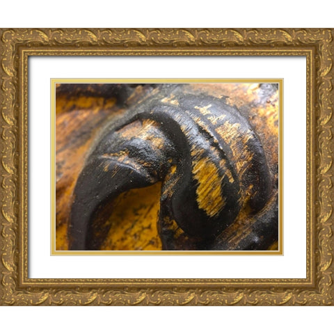 Wood Texture IV Gold Ornate Wood Framed Art Print with Double Matting by Grayscale