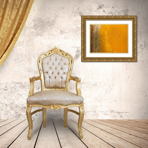 Silver Texture II Gold Ornate Wood Framed Art Print with Double Matting by Grayscale