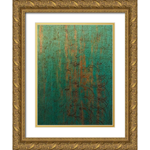Painted Wood Panel II Gold Ornate Wood Framed Art Print with Double Matting by Grayscale
