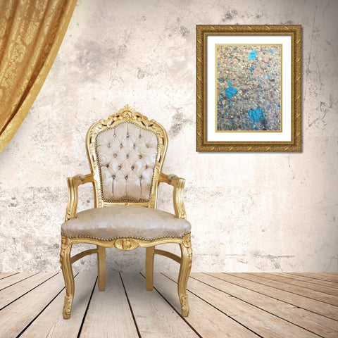 Turquoise Aggregate I Gold Ornate Wood Framed Art Print with Double Matting by Grayscale