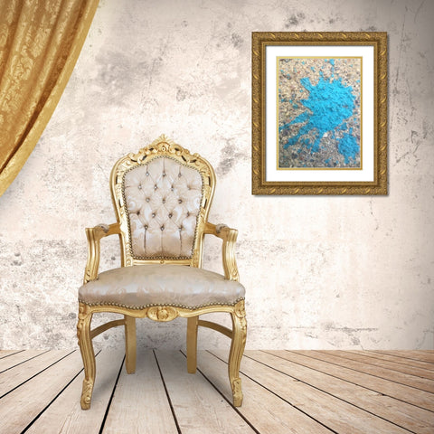 Turquoise Aggregate II Gold Ornate Wood Framed Art Print with Double Matting by Grayscale