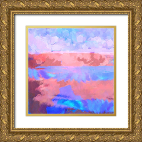 Cloud Stripes I Gold Ornate Wood Framed Art Print with Double Matting by Grayscale
