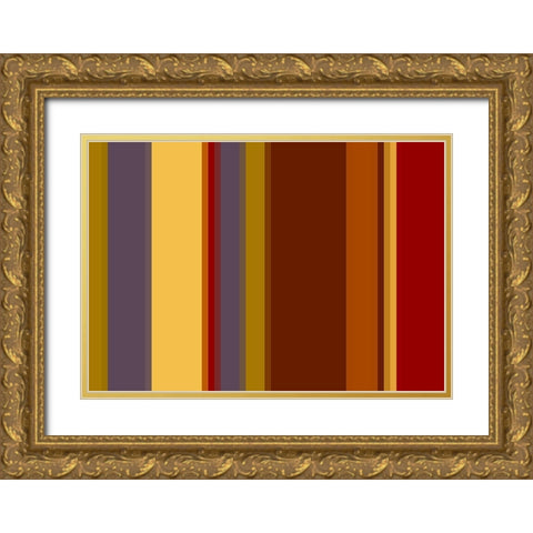 Warm Stripes I Gold Ornate Wood Framed Art Print with Double Matting by Grayscale