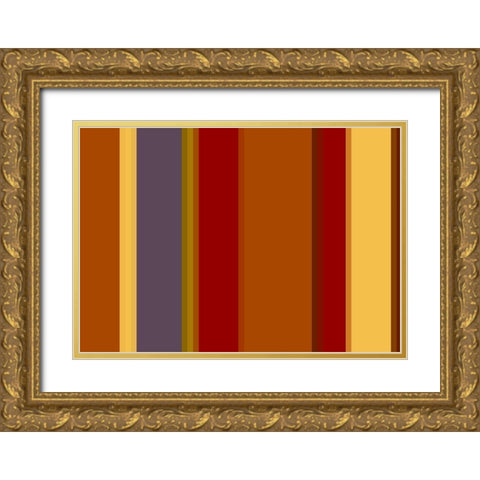Warm Stripes II Gold Ornate Wood Framed Art Print with Double Matting by Grayscale