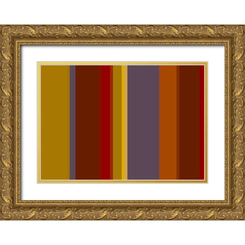 Warm Stripes III Gold Ornate Wood Framed Art Print with Double Matting by Grayscale