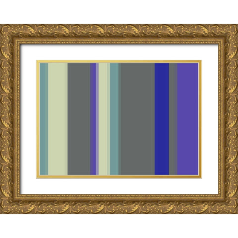 Cool Stripes I Gold Ornate Wood Framed Art Print with Double Matting by Grayscale