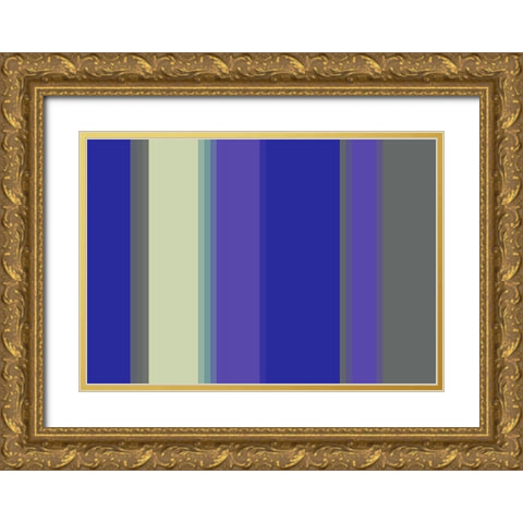 Cool Stripes II Gold Ornate Wood Framed Art Print with Double Matting by Grayscale