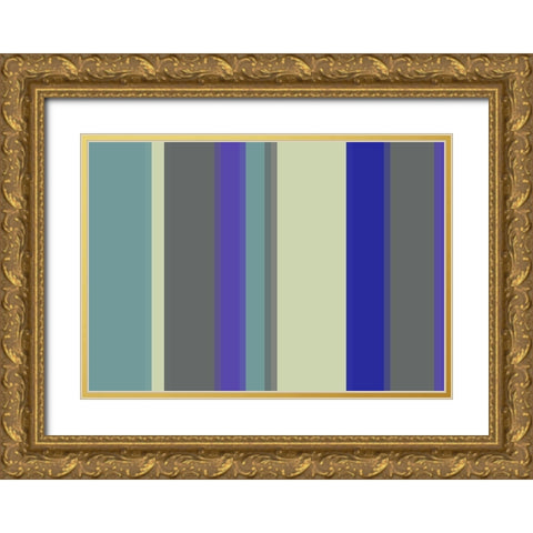 Cool Stripes III Gold Ornate Wood Framed Art Print with Double Matting by Grayscale