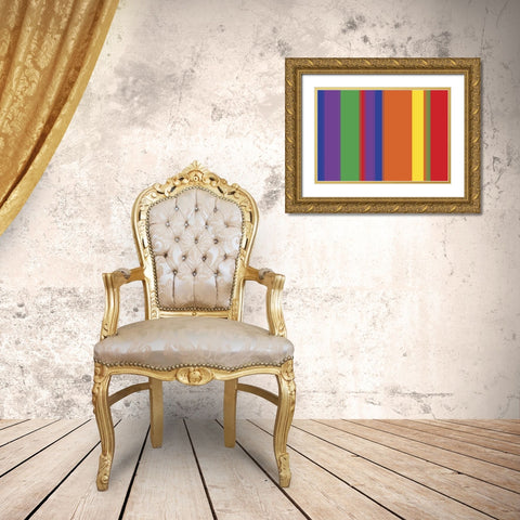 Bright Stripes IV Gold Ornate Wood Framed Art Print with Double Matting by Grayscale