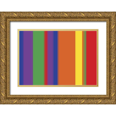 Bright Stripes IV Gold Ornate Wood Framed Art Print with Double Matting by Grayscale