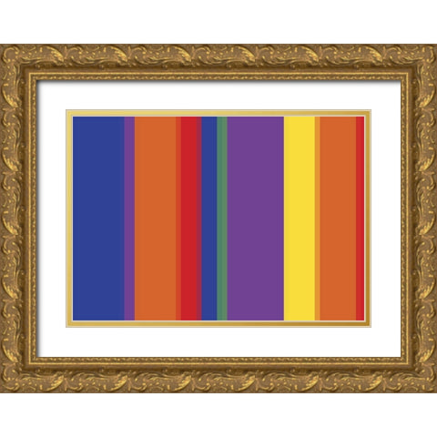 Bright Stripes VI Gold Ornate Wood Framed Art Print with Double Matting by Grayscale