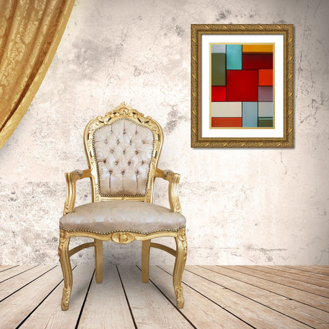 Block Wall I Gold Ornate Wood Framed Art Print with Double Matting by Grayscale