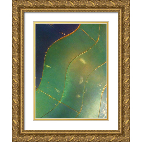 Wave Floor I Gold Ornate Wood Framed Art Print with Double Matting by Grayscale