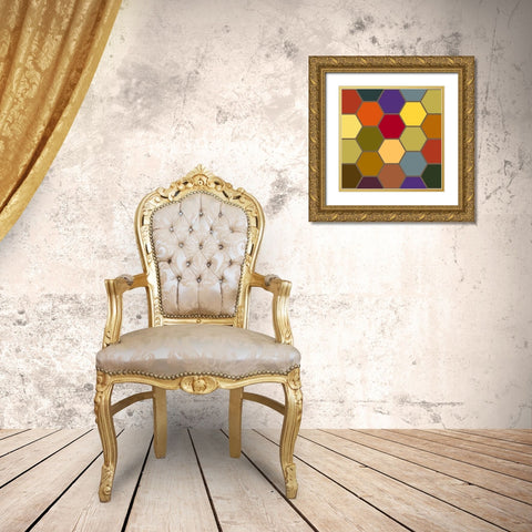 Bright Hive IV Gold Ornate Wood Framed Art Print with Double Matting by Grayscale