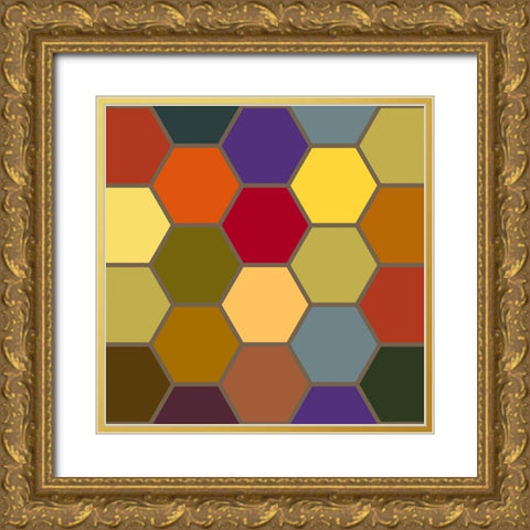 Bright Hive IV Gold Ornate Wood Framed Art Print with Double Matting by Grayscale