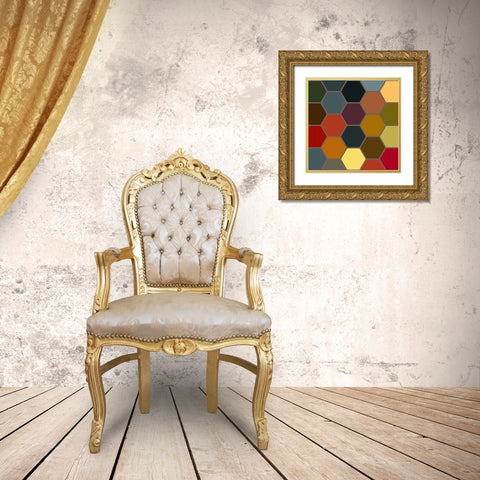 Bright Hive IX Gold Ornate Wood Framed Art Print with Double Matting by Grayscale