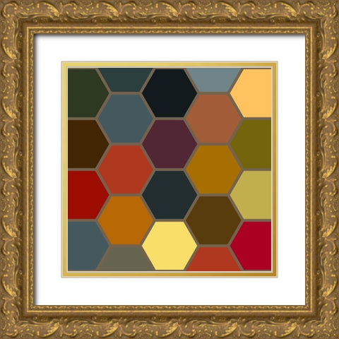 Bright Hive IX Gold Ornate Wood Framed Art Print with Double Matting by Grayscale