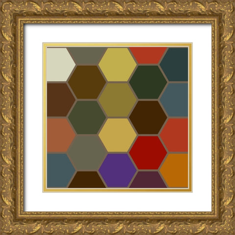 Bright Hive X Gold Ornate Wood Framed Art Print with Double Matting by Grayscale
