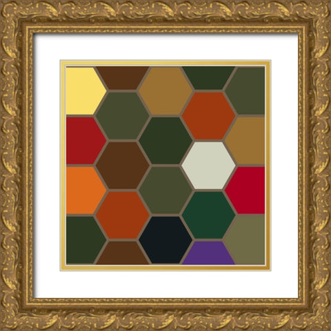 Bright Hive XII Gold Ornate Wood Framed Art Print with Double Matting by Grayscale