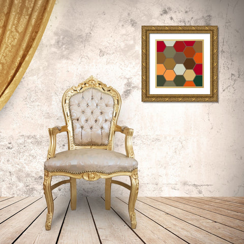Bright Hive XVII Gold Ornate Wood Framed Art Print with Double Matting by Grayscale
