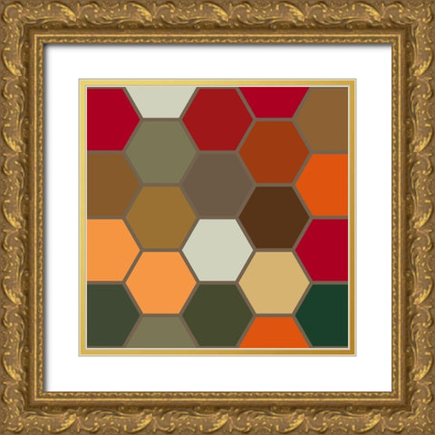 Bright Hive XVII Gold Ornate Wood Framed Art Print with Double Matting by Grayscale
