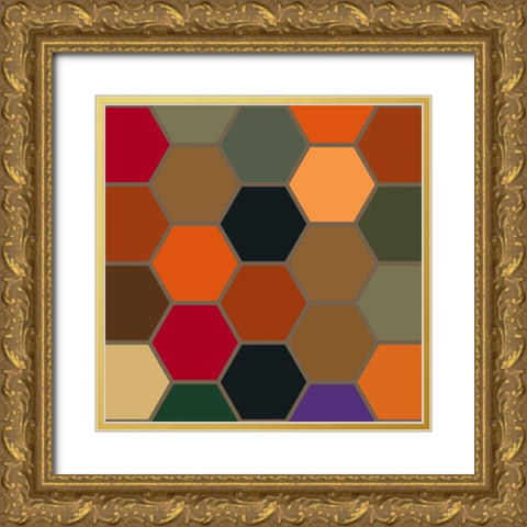 Bright Hive XVIII Gold Ornate Wood Framed Art Print with Double Matting by Grayscale
