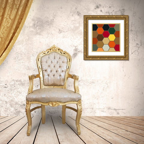 Bright Hive XX Gold Ornate Wood Framed Art Print with Double Matting by Grayscale