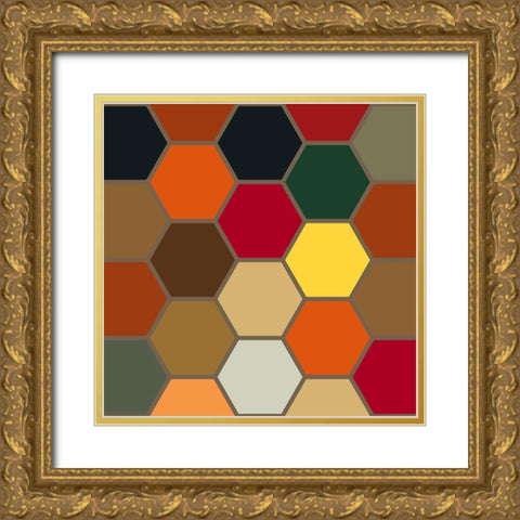Bright Hive XX Gold Ornate Wood Framed Art Print with Double Matting by Grayscale