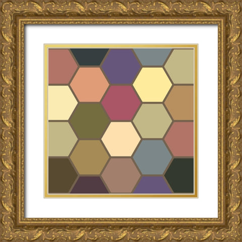 Soft Hive IV Gold Ornate Wood Framed Art Print with Double Matting by Grayscale