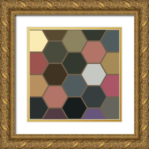 Soft Hive VII Gold Ornate Wood Framed Art Print with Double Matting by Grayscale