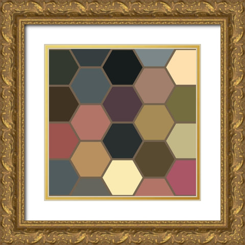 Soft Hive IX Gold Ornate Wood Framed Art Print with Double Matting by Grayscale