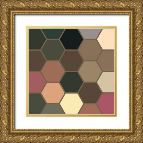 Soft Hive XIV Gold Ornate Wood Framed Art Print with Double Matting by Grayscale