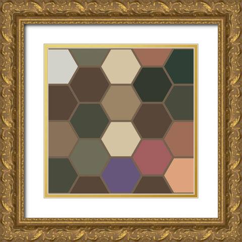 Soft Hive XV Gold Ornate Wood Framed Art Print with Double Matting by Grayscale