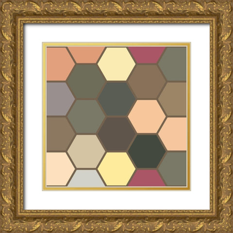 Soft Hive XVI Gold Ornate Wood Framed Art Print with Double Matting by Grayscale