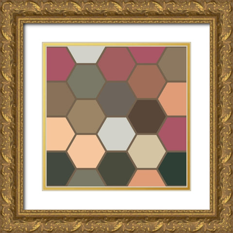 Soft Hive XVII Gold Ornate Wood Framed Art Print with Double Matting by Grayscale