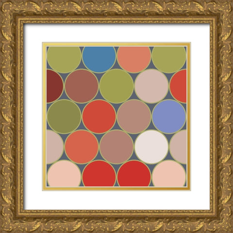 Bright Circles VIII Gold Ornate Wood Framed Art Print with Double Matting by Grayscale